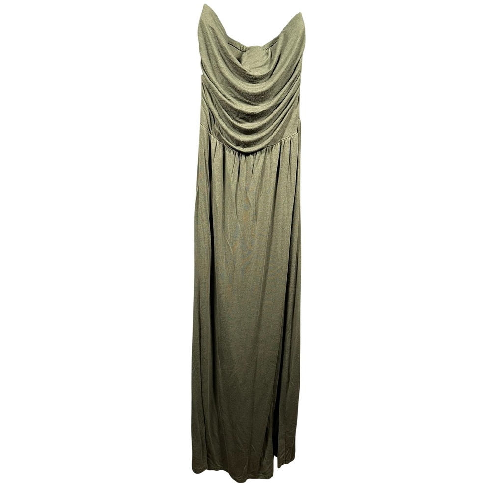 Heart & Hips Womens Olive Green Strapless Ruched Cowl Maxi Dress Medium AD30306A